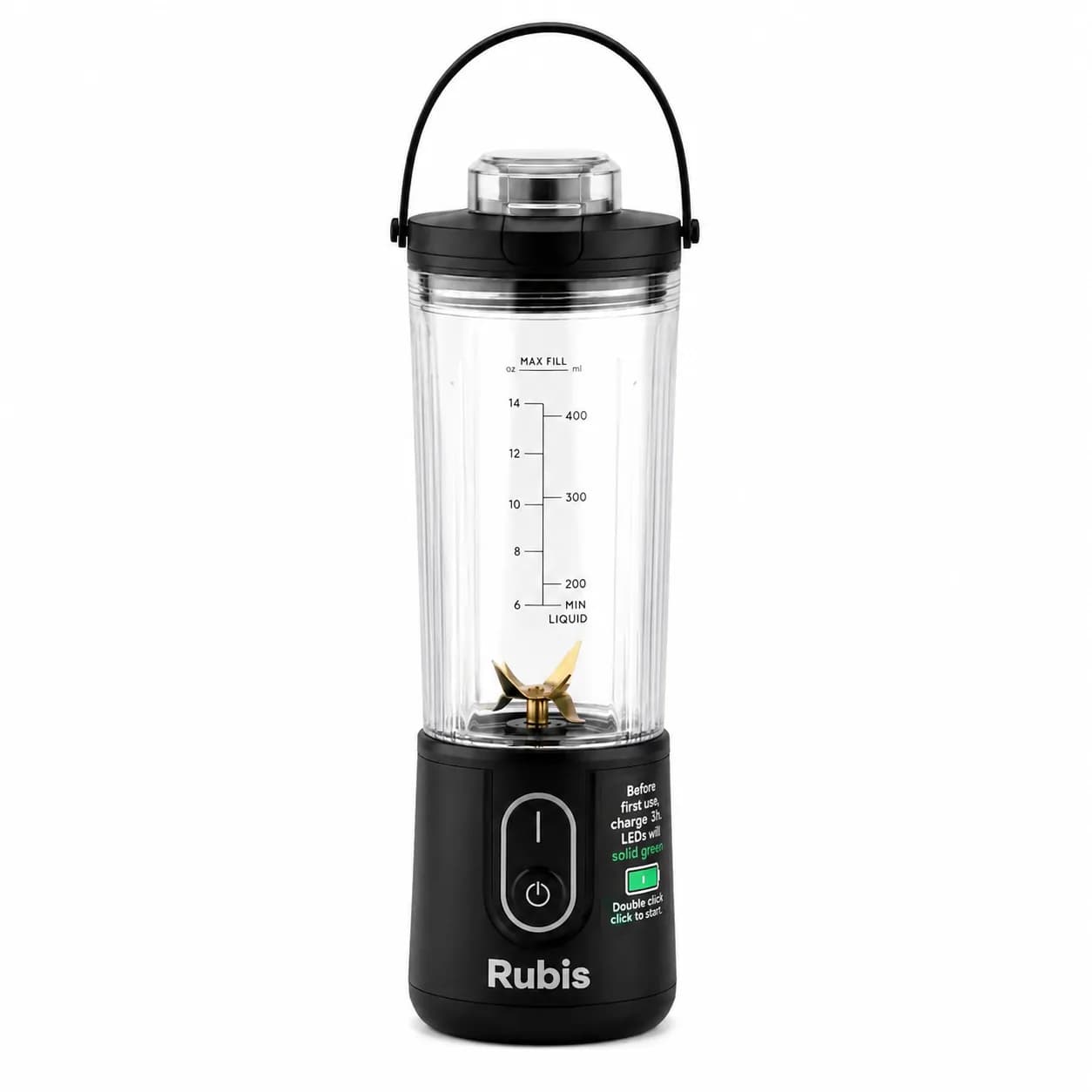 شیکر شارژی روبیس Rubis مدل RB451 | مخلوط‌کن قابل حمل ۴۰۰ میلی‌لیتری با تیغه تیتانیومی