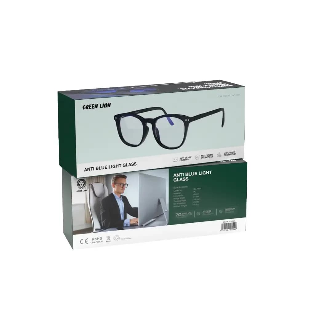 عینک ضد بازتاب Green Lion Anti Glare Glass Black مدل GNABLUGLSBK