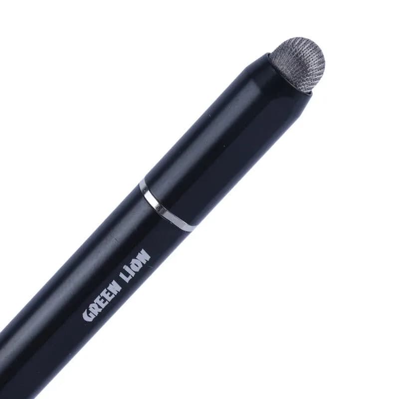 نمای نزدیک نوک توری خاکستری قلم GL-PEN7 و حلقه فلزی براق روی بدنه مشکی با نوشته Green Lion