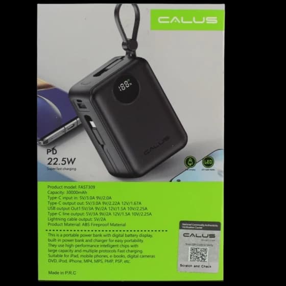 پاوربانک Calus ظرفیت 30000mAh | شارژ سریع 22.5 وات کالوس — نمای ۳