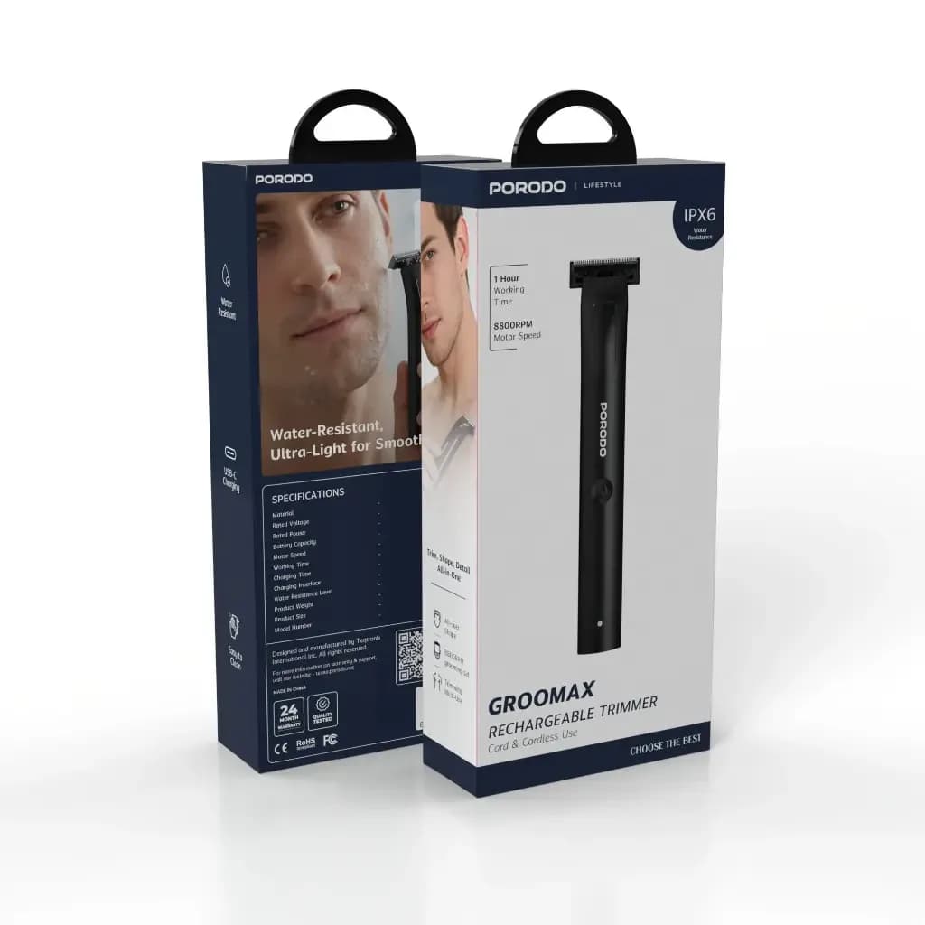 ماشین اصلاح شارژی Porodo Lifestyle Groomax مشکی