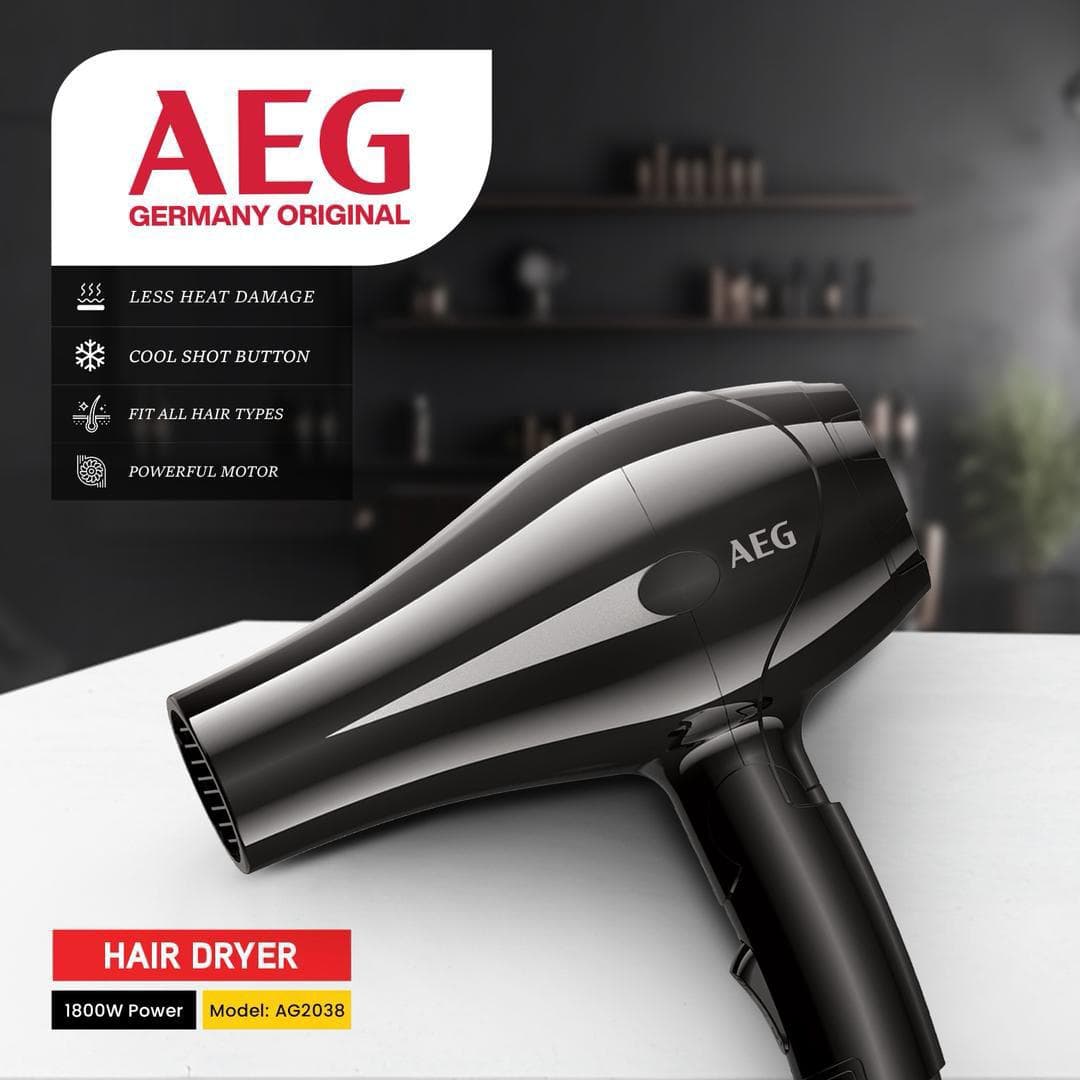 سشوار مسافرتی AEG مدل AG-2038 | سشوار جمع‌وجور و کم‌حجم برای سفر و استفاده روزمره آاگ — نمای ۴