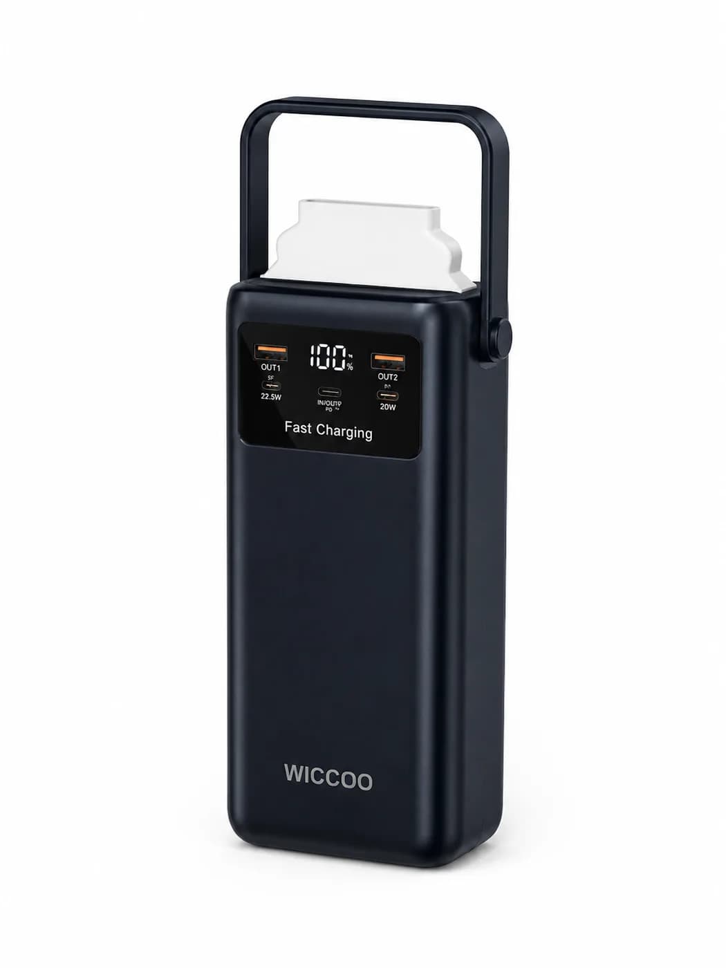 پاوربانک WICCOO WP-35 ظرفیت ۳۰۰۰۰ میلی‌آمپرساعت | شارژ سریع ۲۲.۵ وات با کابل‌های داخلی