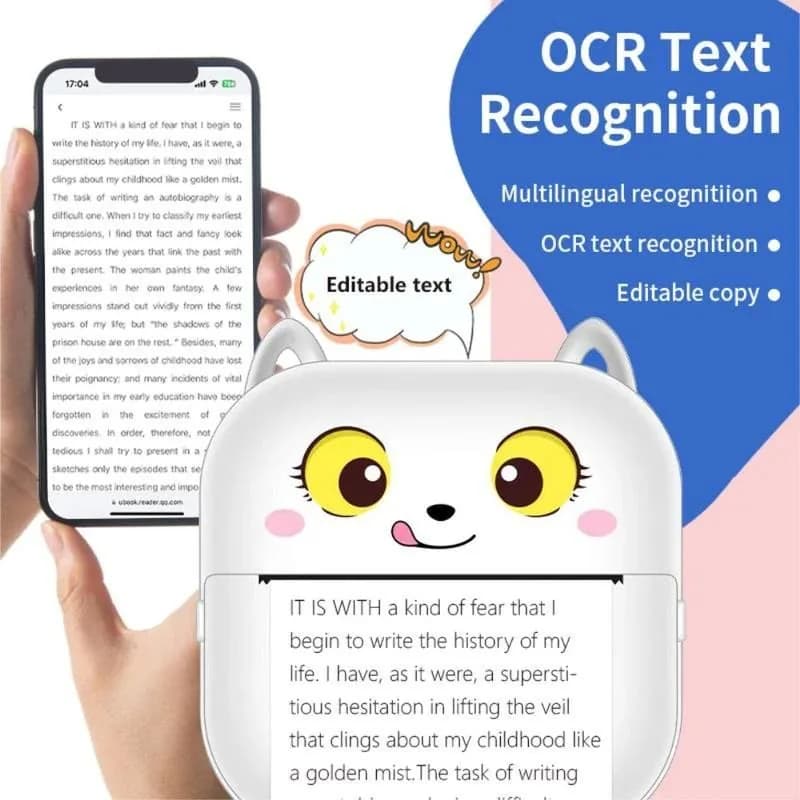 چاپ متن کتاب با مینی پرینتر X15 از روی گوشی و نمایش قابلیت OCR تشخیص متن