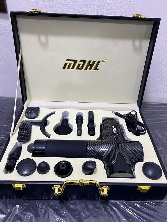 ماساژور تفنگی حرفه‌ای MDHL مدل 8076 | گان ماساژ شارژی ۱۲ سری با نمایشگر LCD ام‌دی‌اچ‌ال — نمای ۳