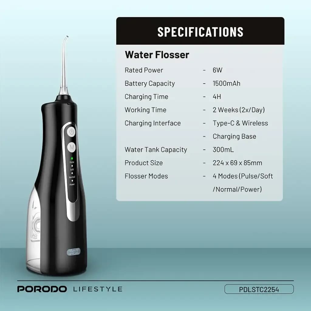 ست مسواک برقی و واتر فلاسر Porodo Ultimate Oral Care Duo رنگ مشکی