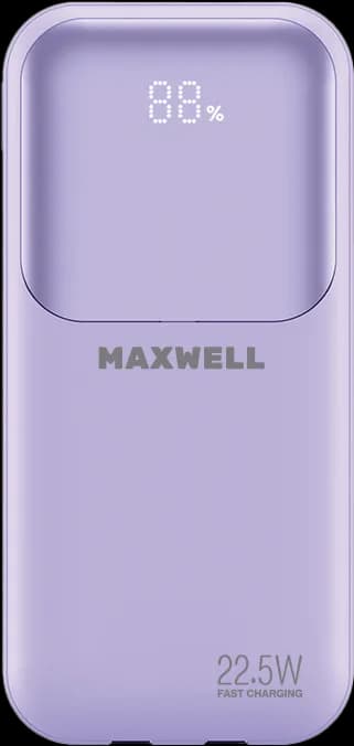 پاوربانک مکسول مدل PowerMax ظرفیت ۱۰۰۰۰ میلی‌آمپرساعت | جمع‌وجور، با کابل داخلی و نشانگر شارژ روی بدنه
