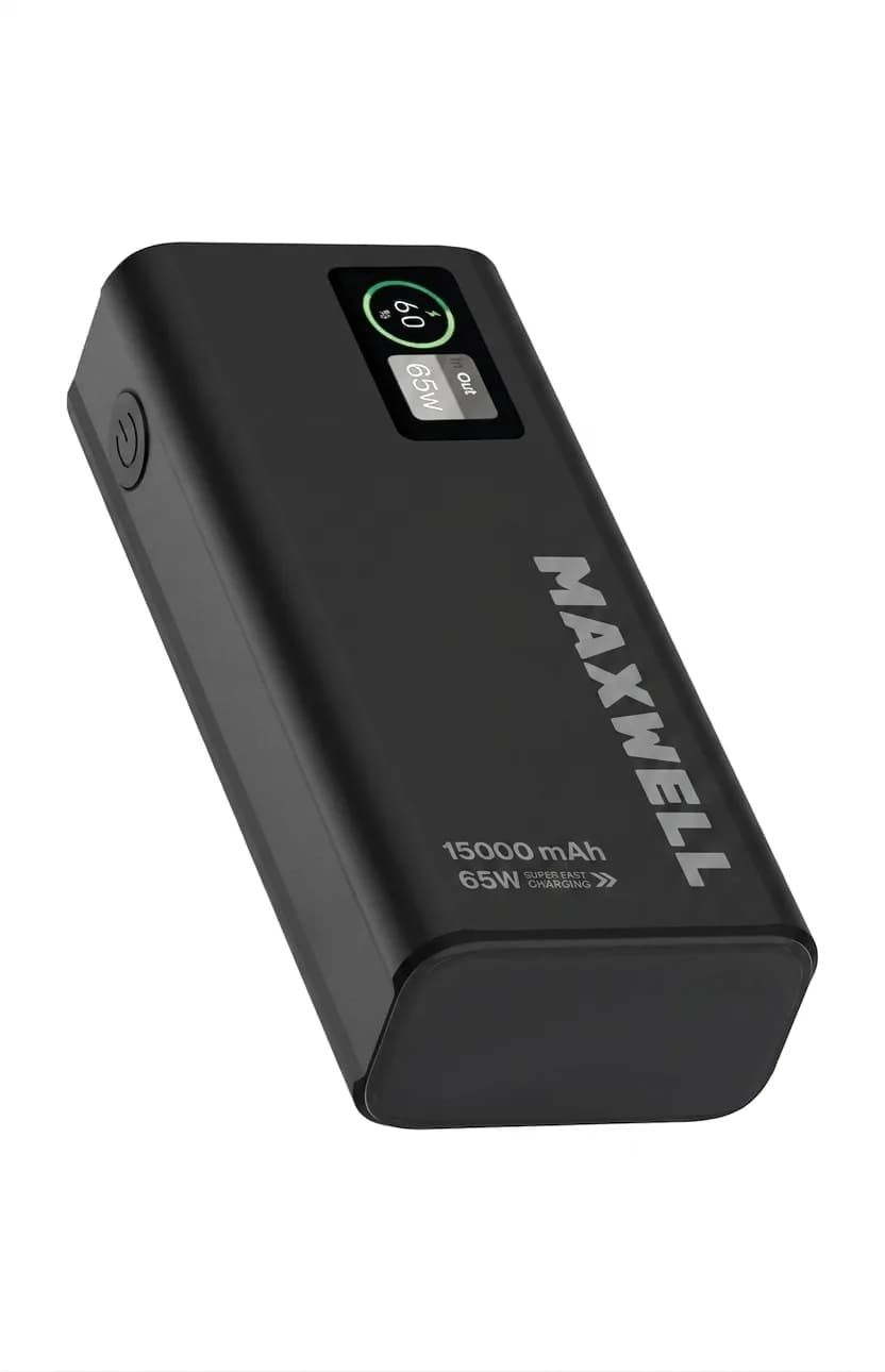 پاوربانک مکسول Maxwell مدل Max Boost 15000 | خروجی تا ۶۵ وات با شارژ سریع PD و نمایشگر LED