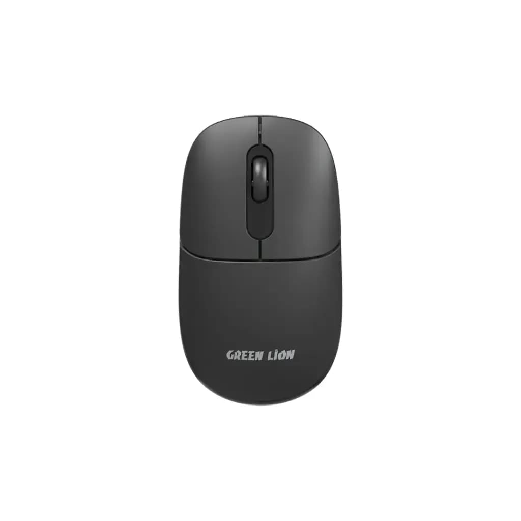 ماوس بی‌سیم Green Lion GKM-200 مشکی با دو کلید اصلی و کلید غلتکی، نمای از بالا