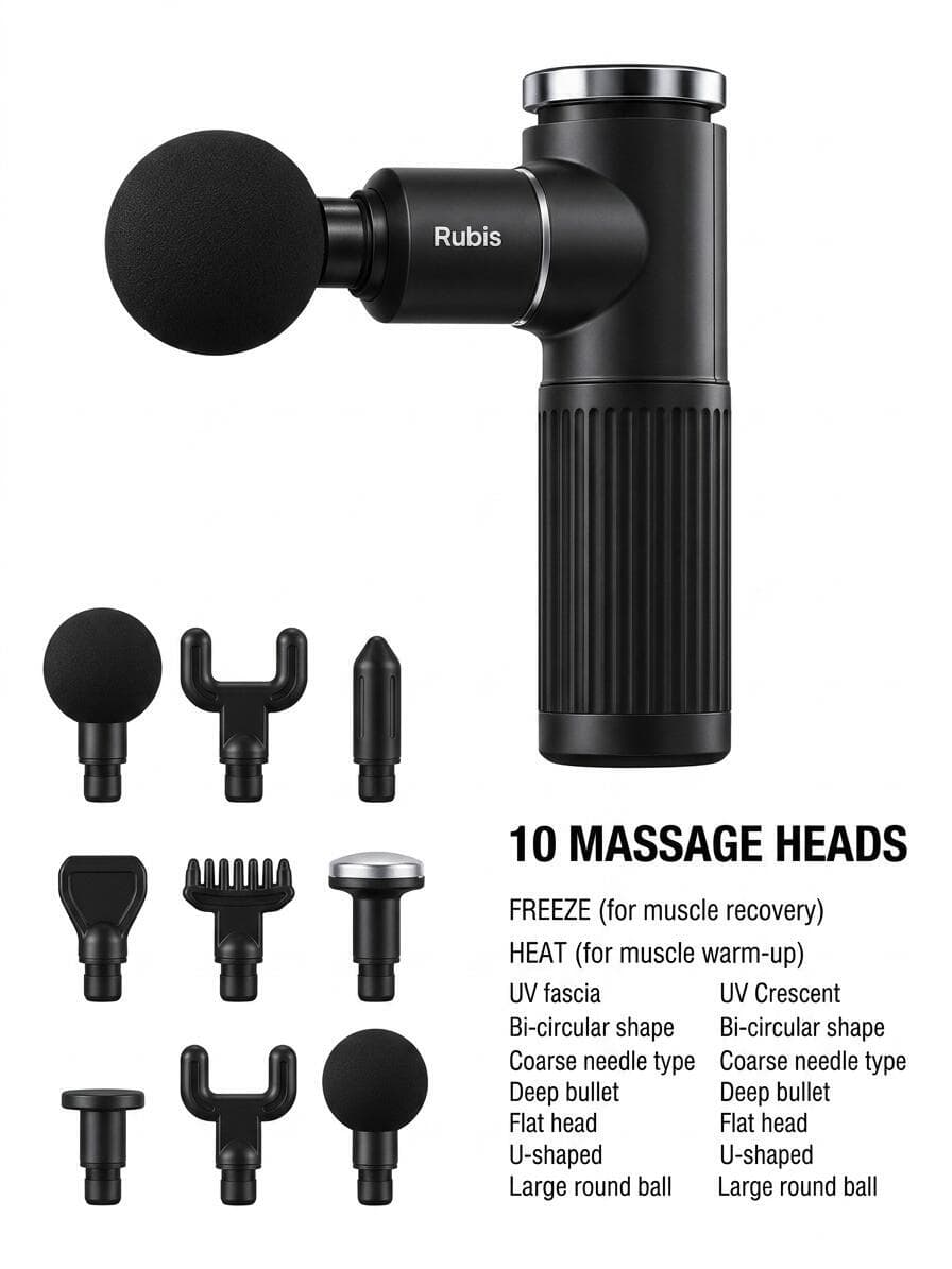 ماساژور تفنگی روبیس مدل Massage Gun Pro | ماساژ گان ۱۰ سری با گرمایش و سرمایش — نمای ۳
