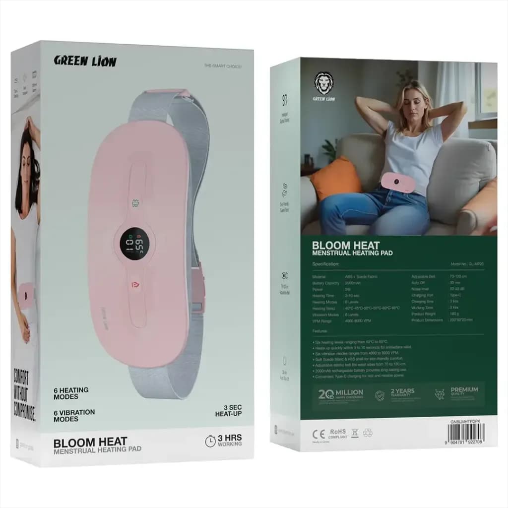 کمربند گرمایشی قاعدگی Green Lion Bloom Heat رنگ صورتی