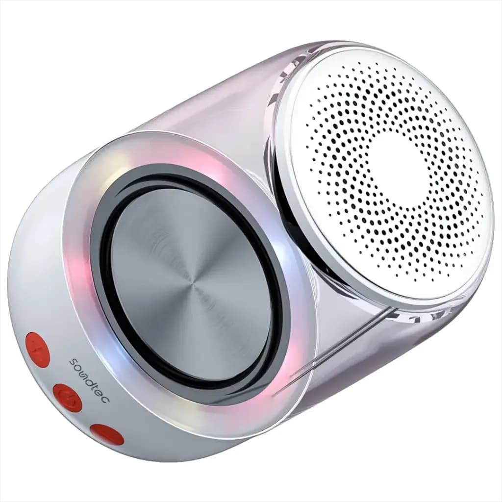 اسپیکر بلوتوثی Porodo Soundtec Crystal Glow Mini مدل PDSTC7WH رنگ سفید