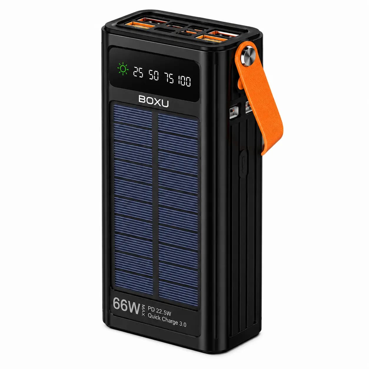 پاوربانک خورشیدی BOXU ظرفیت 30000mAh | پاوربانک 66 وات سولار