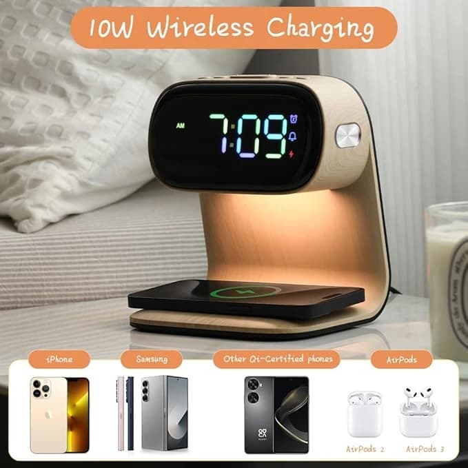 ساعت رومیزی شارژر وایرلس Green Lion