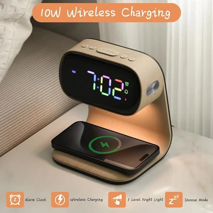 ساعت رومیزی شارژر وایرلس Green Lion