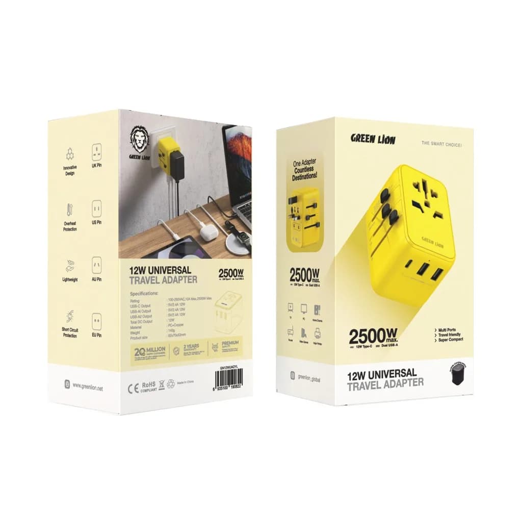 مبدل برق مسافرتی Green Lion Universal Travel Adapter 12W رنگ آبی