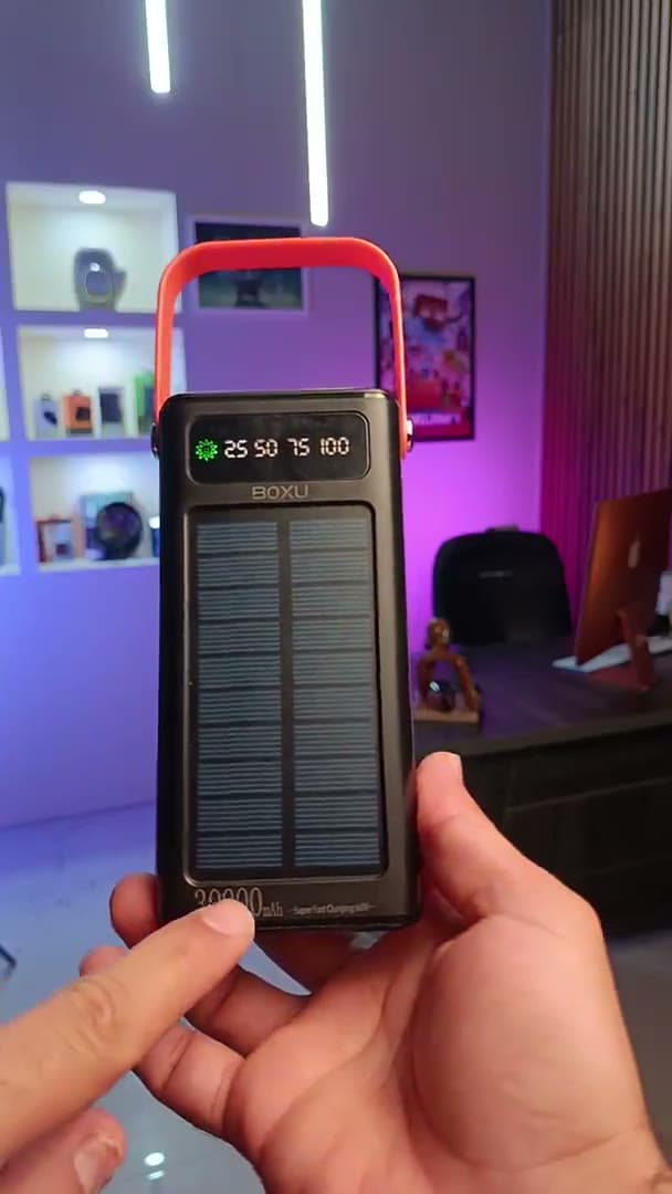 معرفی پاوربانک خورشیدی BOXU PB-07 ظرفیت ۳۰۰۰۰mAh | فست شارژ ۶۶ وات