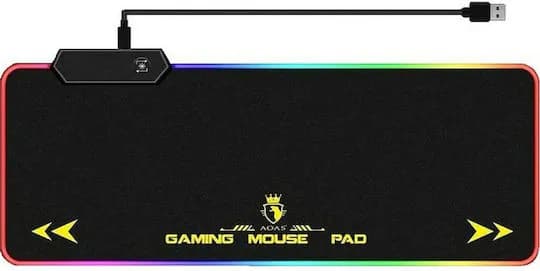 نمای نزدیک و تمام‌عرض ماوس پد XXL مدل S4000 با نوار RGB رنگین‌کمانی و دکمه کنترل نور