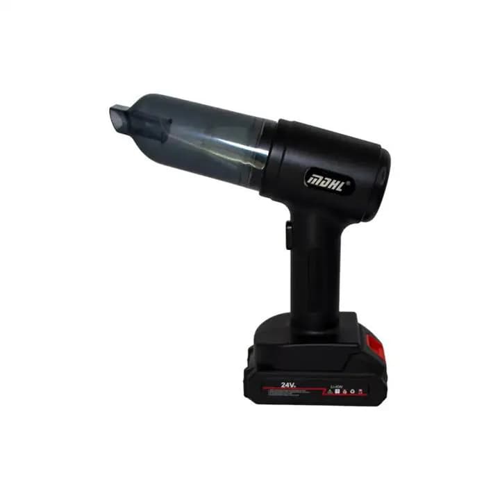 نمای سه‌رخ جارو شارژی MD-16 بدون سری، با دسته تفنگی و باتری لیتیوم-یون جداشدنی 24V