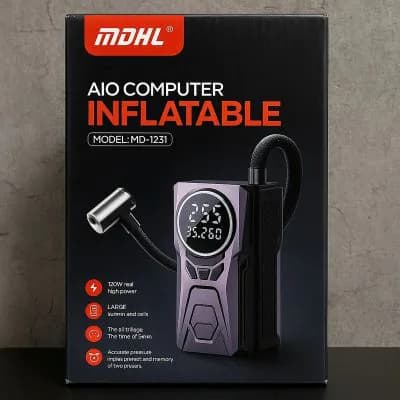 جعبه اصلی پمپ باد و جامپ استارتر MDHL با درج مدل MD-1231 روی بسته‌بندی