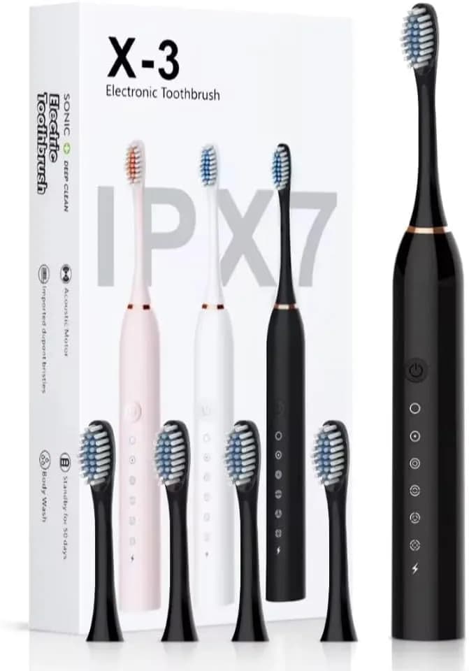 مسواک برقی صوتی شارژی مدل X3 | سونیک ۶ حالته با ۴ سری برس و بدنه ضدآب IPX7