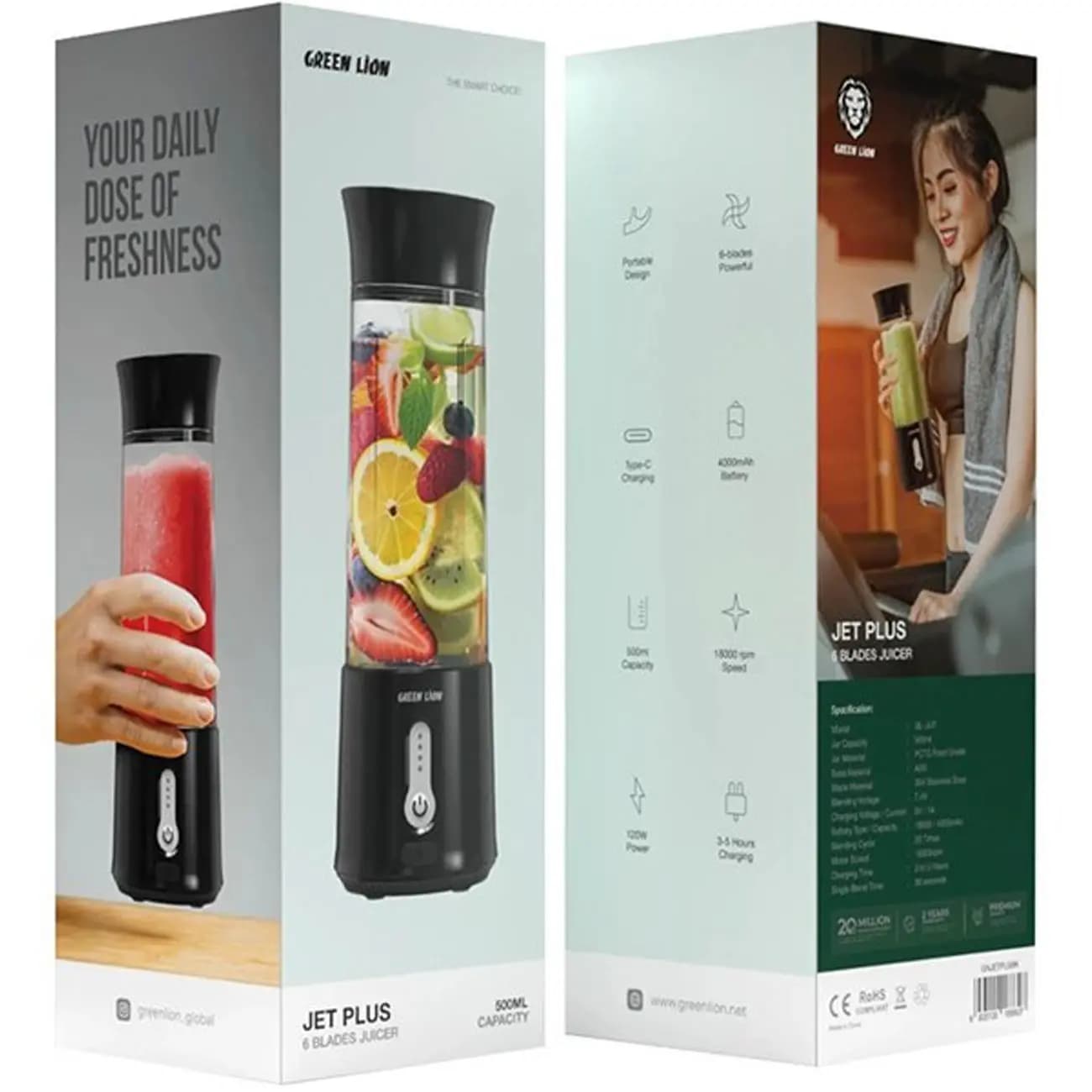 مخلوطکن شارژی Green Lion | ظرفیت 500 میلیلیتر گرین لاین — نمای ۳