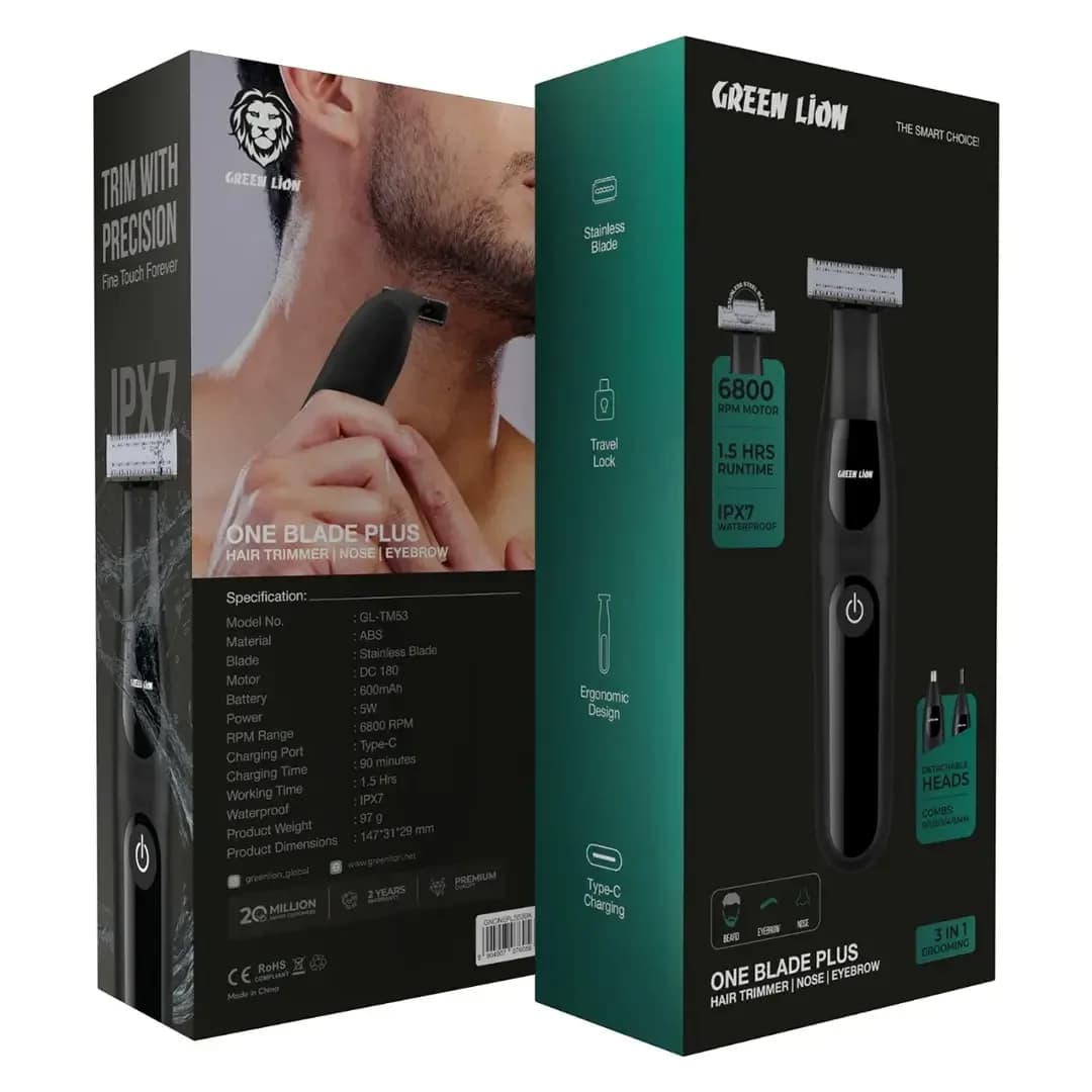 ماشین اصلاح Green Lion One Blade Plus مشکی با سه سری قابل تعویض