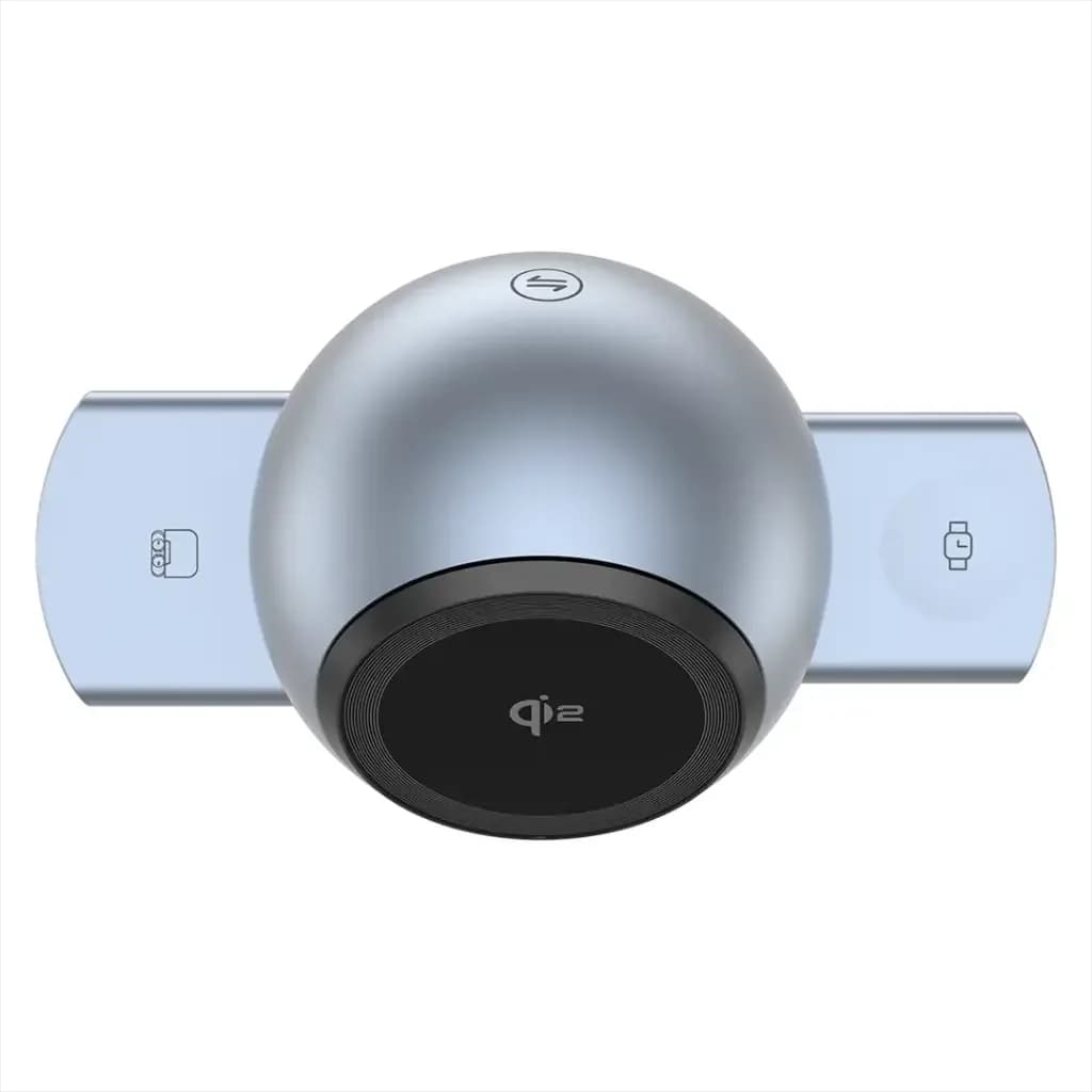 نمای کامل استند شارژ بیسیم Powerology Qi2 Speaker Charge Station