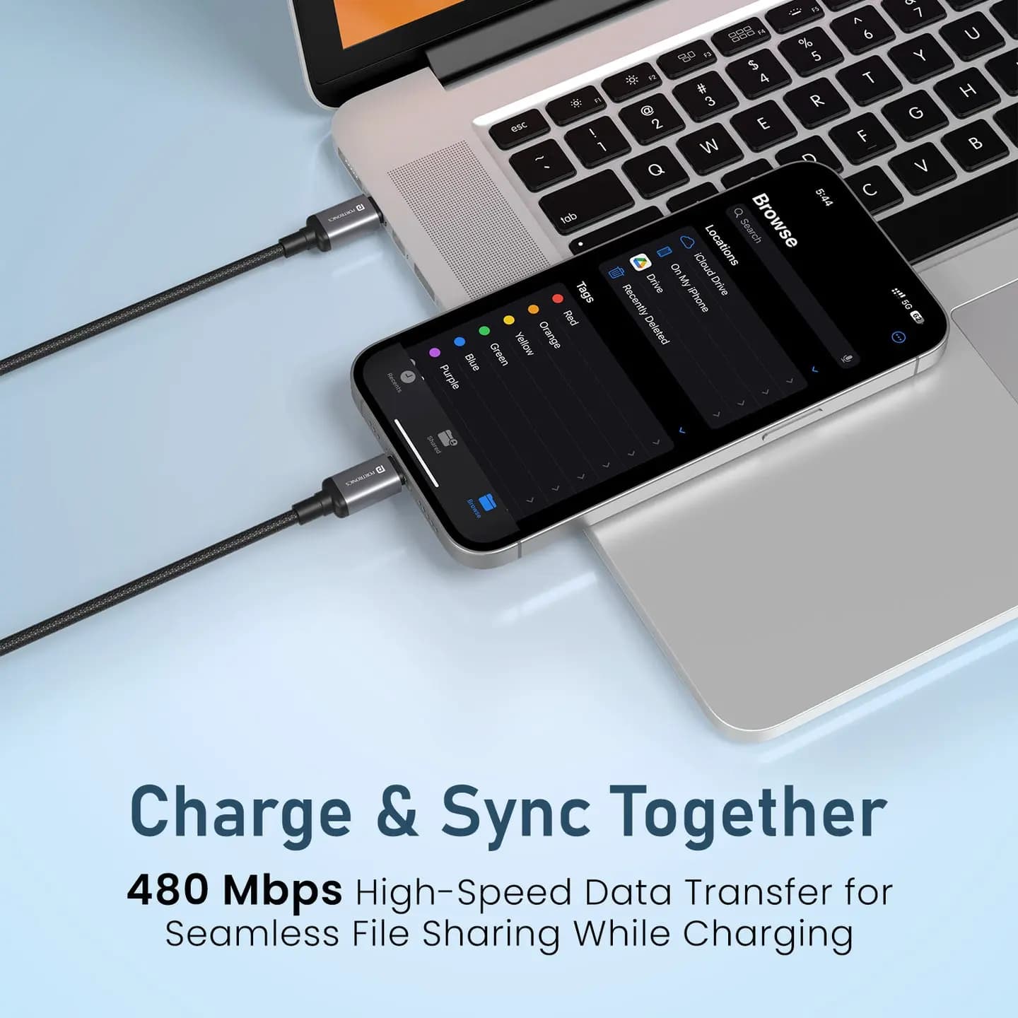 کابل ماساژور گرین لاین | کابل شارژ 100 وات USB-C — نمای ۱۲
