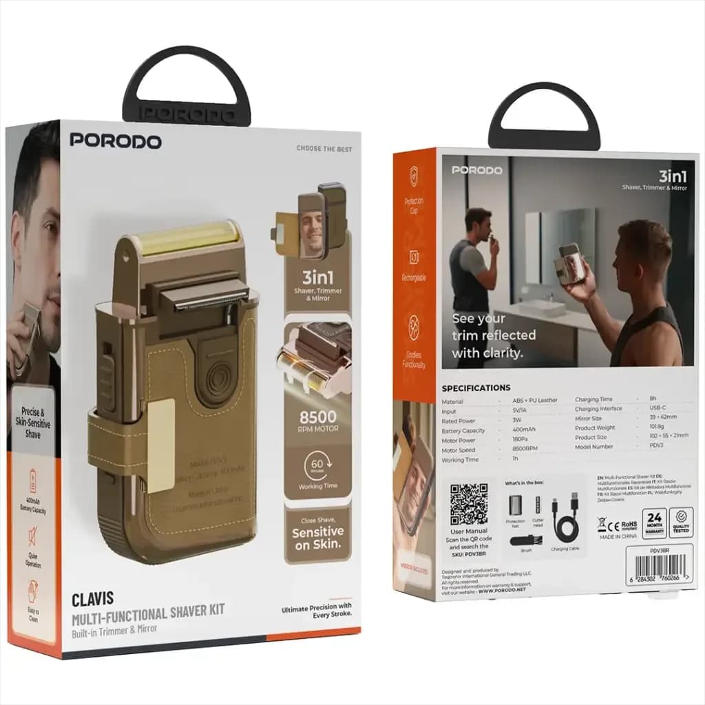 آینه داخلی کیت ماشین اصلاح Porodo Clavis