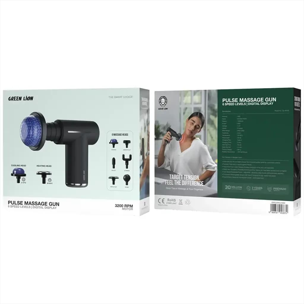 ماساژور تفنگی Green Lion Pulse Massage Gun مدل GNPLSMGUNBK رنگ مشکی