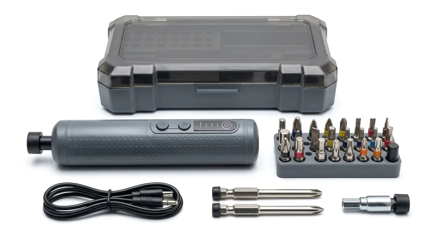 پیچ گوشتی شارژی ۳.۶ ولت | ست پیچ گوشتی برقی 2000mAh با شارژ USB-C و چراغ LED