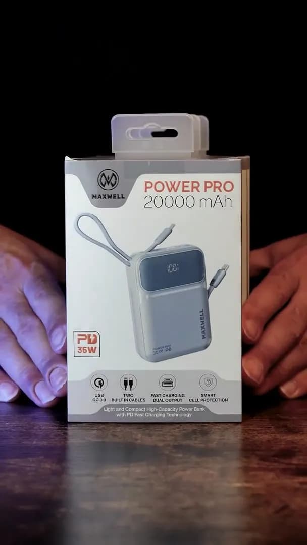 معرفی پاوربانک مکسول Power Pro 20000 | شارژ سریع ۳۵ وات PD و کابل داخلی